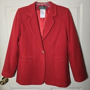 Harve Benard Red Blazer Classic Tailored Suit Jacket Size 10P 70% Wool